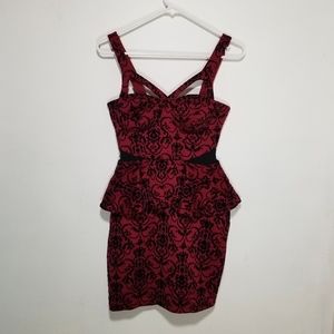 Black and Red Floral Cocktail Dress